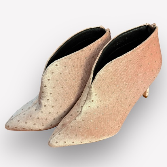 Size 6 Allegra K Women’s V Shaped Cutout Pointed Toe Stiletto Heel Ankle Boots - Picture 4 of 6